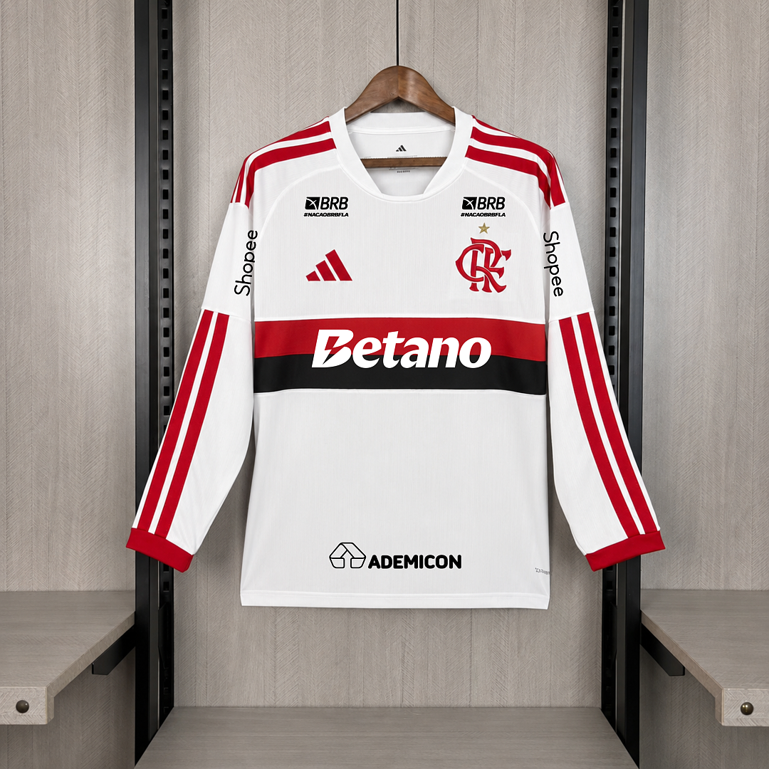 Camisa Flamengo Away Com Patrocínios 26/27 Manga Longa - Adidas Torcedor Masculina