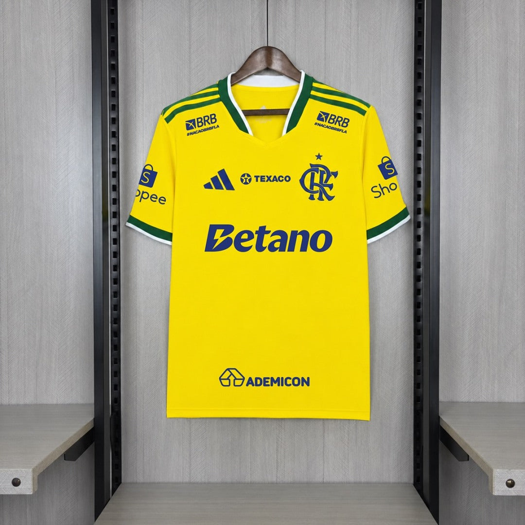 Camisa Flamengo Edição Copa do Mundo Amarela Com Patrocínios 26/27 - Adidas Torcedor Masculina
