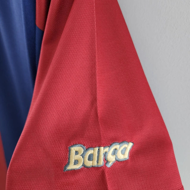 Camisa Retrô Barcelona Home Nike 1998/99 Masculino - Azul e Grená