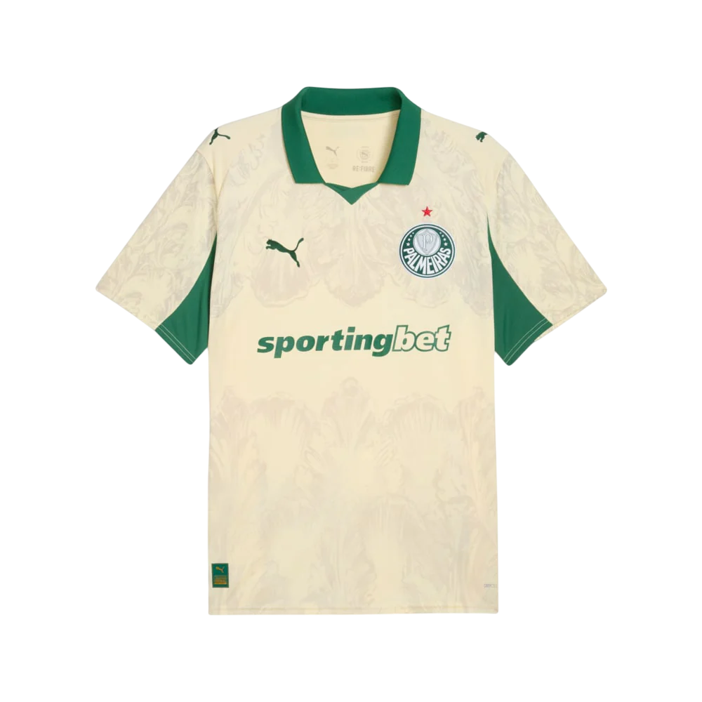 Camisa Palmeiras Mundial de Clubes 25/26 - Torcedor Puma X Kidsuper Masculino - Bege e Verde