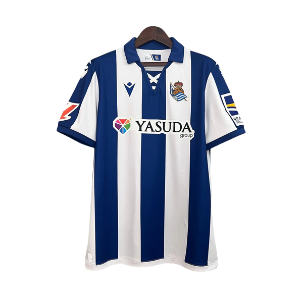 Camisa Real Sociedad Home 24/25 - Macron Torcedor Masculina Lançamento