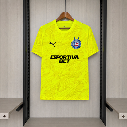 Camisa Bahia Goleiro Amarela Com Patrocínios 26/27 - Esquadrão Torcedor Masculina