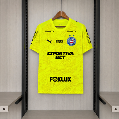 Camisa Bahia Goleiro Amarela Com Patrocínios 26/27 - Esquadrão Torcedor Masculina