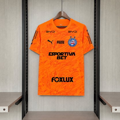 Camisa Bahia Goleiro Laranja Com Patrocínios 26/27 - Esquadrão Torcedor Masculina