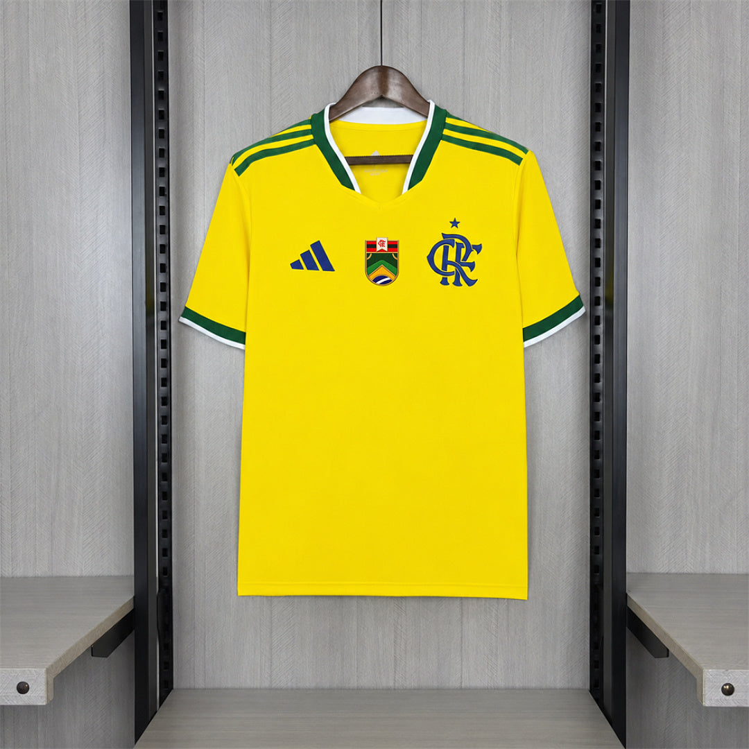 Camisa Flamengo Edição Copa do Mundo Amarela Com Patrocínios 26/27 - Adidas Torcedor Masculina