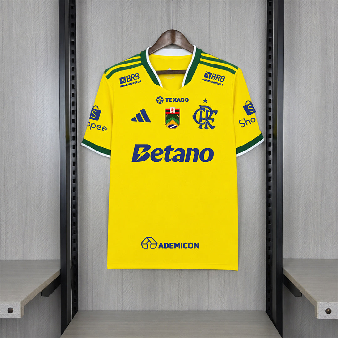 Camisa Flamengo Edição Copa do Mundo Amarela Com Patrocínios 26/27 - Adidas Torcedor Masculina