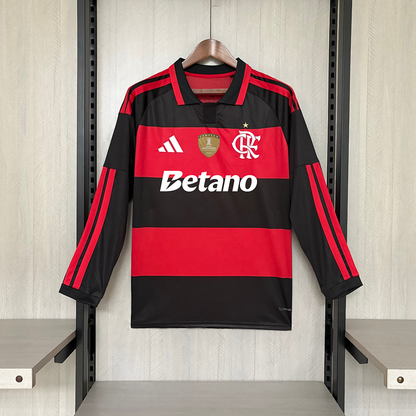 Camisa Flamengo Home Com Patrocínios 26/27 Manga Longa - Adidas Torcedor Masculina