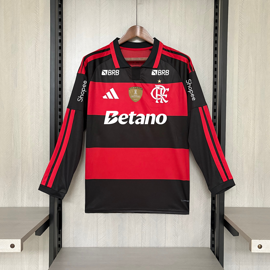 Camisa Flamengo Home Com Patrocínios 26/27 Manga Longa - Adidas Torcedor Masculina