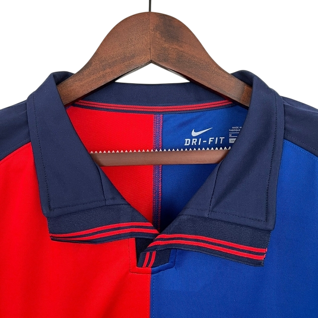 Camisa Barcelona 98/99 Home Edição Comemorativa 100 Anos Manga Longa - Retrô Masculina