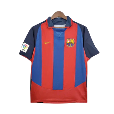 Camisa Barcelona Retrô 2003/2004 Azul e Grená - Nike